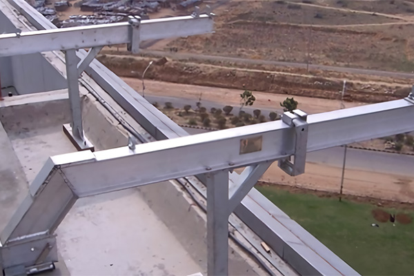 Davits are installed in the sockets on terrace floors or inner surfaces of the parapets. 
